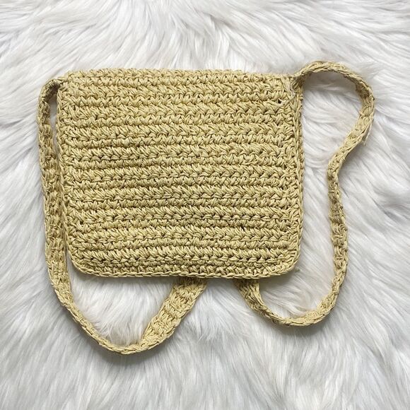 Wicker Boho Hobo Crossbody Bag Purse Yellow - Picture 3 of 6